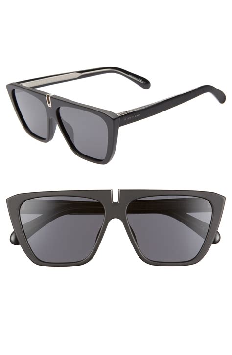 givenchy 58mm flat top sunglasses wearing|givenchy large modern sunglasses.